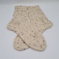 Gestrickte dickere Socken in Tweed naturweiß für den Mann,Gr. 46/47 aus 6 fädiger Sockenwolle,Wollsocken,Kuschelsocken Bild 4