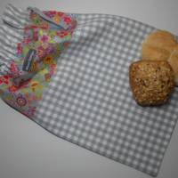 Brotbeutel *speciale* Baumwolle grau-kariert/ bunt mit Kordel von friess-design Bild 3