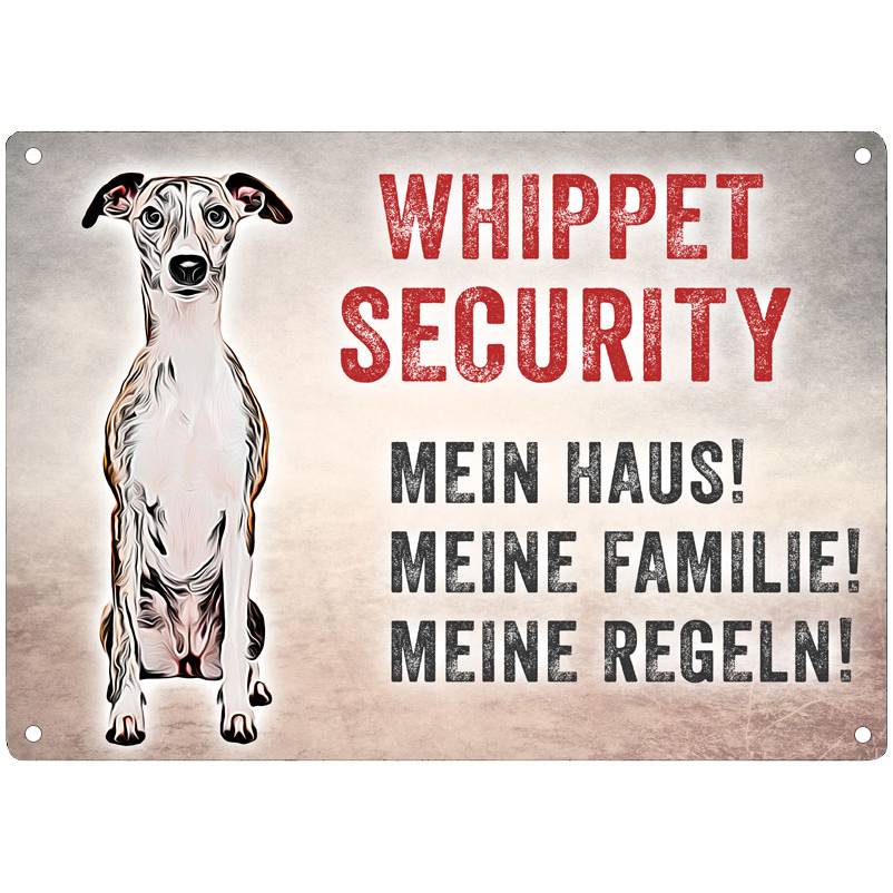 Hundeschild WHIPPET SECURITY, wetterbeständiges Warnschild Bild 1