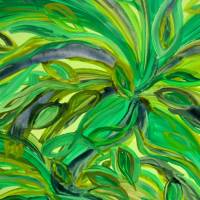 Acrylbild STURM IM BLÄTTERWALD Acrylmalerei Gemälde abstrakte Blüten auf einem Keilrahmen grünes Bild abstrakte Blätter Bild 1