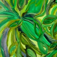 Acrylbild STURM IM BLÄTTERWALD Acrylmalerei Gemälde abstrakte Blüten auf einem Keilrahmen grünes Bild abstrakte Blätter Bild 3
