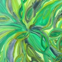 Acrylbild STURM IM BLÄTTERWALD Acrylmalerei Gemälde abstrakte Blüten auf einem Keilrahmen grünes Bild abstrakte Blätter Bild 4