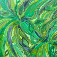 Acrylbild STURM IM BLÄTTERWALD Acrylmalerei Gemälde abstrakte Blüten auf einem Keilrahmen grünes Bild abstrakte Blätter Bild 5