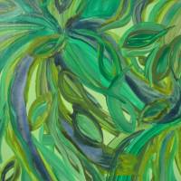 Acrylbild STURM IM BLÄTTERWALD Acrylmalerei Gemälde abstrakte Blüten auf einem Keilrahmen grünes Bild abstrakte Blätter Bild 6