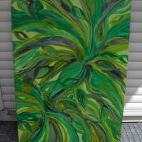 Acrylbild STURM IM BLÄTTERWALD Acrylmalerei Gemälde abstrakte Blüten auf einem Keilrahmen grünes Bild abstrakte Blätter Bild 7