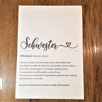Definition Schwester personalisiert - Poster beste Schwester - Geschenk fürs Schwesterherz - Geburtstagsgeschenk Bild 2