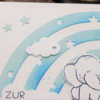 Glückwunschkarte zur Taufe mit Regenbogen-Motiv und Elefant, Babykarte Bild 3