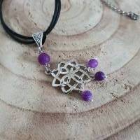 Blumen Anhänger im Kelten & Wikinger Look/ Halskette mit Achat Perlen/ Keltischer Knoten Schmuck Bild 1