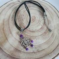 Blumen Anhänger im Kelten & Wikinger Look/ Halskette mit Achat Perlen/ Keltischer Knoten Schmuck Bild 3
