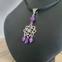 Blumen Anhänger im Kelten & Wikinger Look/ Halskette mit Achat Perlen/ Keltischer Knoten Schmuck Bild 4
