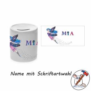 Spardose Motiv Fee mit Name / Personalisierbar / Sparschwein / Sparbüchse Bild 2