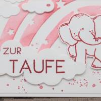 Glückwunschkarte zur Taufe mit Regenbogen-Motiv und Elefant, Babykarte Bild 2