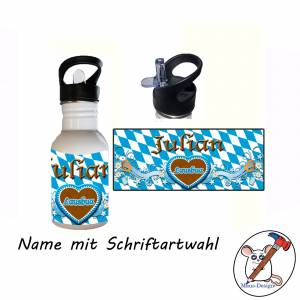 Edelstahl Trinkflasche Motiv bayrisch Lausbua mit Name / Junge / Personalisierbar / 400ml /500ml / 600ml Bild 2