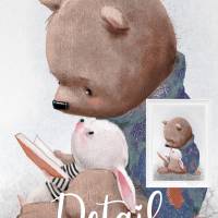 Kinderzimmer Poster [A3] Bär & Hase Babyzimmer Bilder Tiere Dekoration  | Fluffy Hugs Bild 2