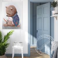 Kinderzimmer Poster [A3] Bär & Hase Babyzimmer Bilder Tiere Dekoration  | Fluffy Hugs Bild 4