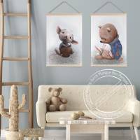 Kinderzimmer Poster [A3] Bär & Hase Babyzimmer Bilder Tiere Dekoration  | Fluffy Hugs Bild 6