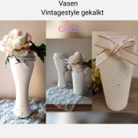 Vasen im Vintagestyle weiß gekalkt Bild 3