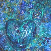 Collage DEEP BLUE HEART auf einem Keilrahmen Geschenk zum Valentinstag Muttertag Hochzeitstag Acrylmalerei Herzbild Bild 4