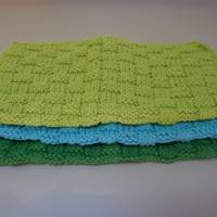 Waschlappen gestrickt aus Baumwolle 3 Stück *grün* Bild 2