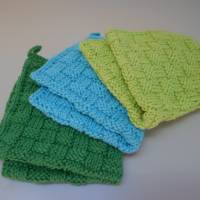 Waschlappen gestrickt aus Baumwolle 3 Stück *grün* Bild 3