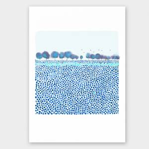 2 er Set Kunstdruck, abstrakter Landschaft Druck, Aquarell Blaue Wiese Kunstdruck, Aquarell Sonne und Meer Bild 3