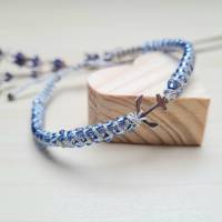 Makrameearmband mit blauen Roccailles-Perlen / Shamballa-Armband Bild 2
