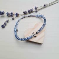 Makrameearmband mit blauen Roccailles-Perlen / Shamballa-Armband Bild 3