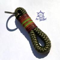Schlüsselanhänger aus Tau, oliv mit Leder, 9 cm, von AlsterStruppi Bild 1