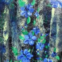 Acrylbild BLAUER HIBISKUS Acrylmalerei auf einem Keilrahmen abstrakte Blüten Wanddekoration blaues Bild Bild 1
