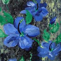 Acrylbild BLAUER HIBISKUS Acrylmalerei auf einem Keilrahmen abstrakte Blüten Wanddekoration blaues Bild Bild 2
