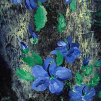 Acrylbild BLAUER HIBISKUS Acrylmalerei auf einem Keilrahmen abstrakte Blüten Wanddekoration blaues Bild Bild 3