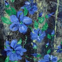 Acrylbild BLAUER HIBISKUS Acrylmalerei auf einem Keilrahmen abstrakte Blüten Wanddekoration blaues Bild Bild 5