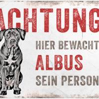 Hundeschild ACHTUNG! (Cane Corso) mit Hundename, wetterbeständiges Warnschild Bild 1