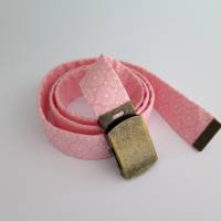 fester Gürtel aus Stoff vegan mit Schnalle Retrokreise rosa weiß Bild 1