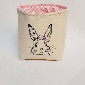 Kleines Osterkörbchen Hase mit rosa Schleife Ostern Geschenk Bild 1