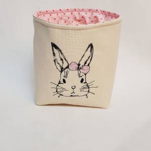 Kleines Osterkörbchen Hase mit rosa Schleife Ostern Geschenk Bild 2
