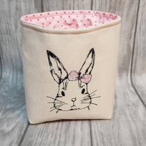 Kleines Osterkörbchen Hase mit rosa Schleife Ostern Geschenk Bild 4