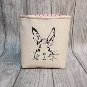 Kleines Osterkörbchen Hase mit rosa Schleife Ostern Geschenk Bild 5