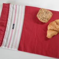 Brotbeutel *Amore* Baumwolle rot/ rosa gestreift mit Kordel von friess-design Bild 1