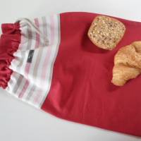 Brotbeutel *Amore* Baumwolle rot/ rosa gestreift mit Kordel von friess-design Bild 3