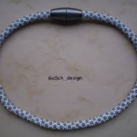 Häkelkette, gehäkelte Perlenkette * Kieselsteine im Schnee Bild 2