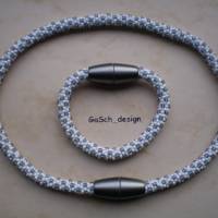 Häkelkette, gehäkelte Perlenkette * Kieselsteine im Schnee Bild 4