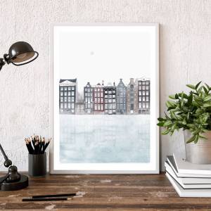 Aquarelldruck Amsterdam, abstrakte Kunst für Küche, Wohnzimmer, Schlafzimmer, Büro, Arztpraxis oder Wartezimmer Bild 4