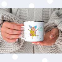Geschenk Einschulung Tasse personalisiert, Emaillebecher mit Schweinchen, personalisierte Geschenke Bild 5