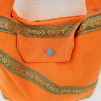 Einkaufstasche orange , kleiner Stoffbeutel , Shopping bag , Unikat Bild 1