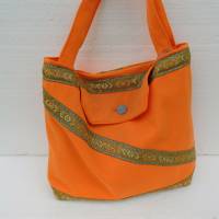 Einkaufstasche orange , kleiner Stoffbeutel , Shopping bag , Unikat Bild 2