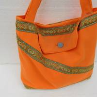 Einkaufstasche orange , kleiner Stoffbeutel , Shopping bag , Unikat Bild 3