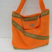 Einkaufstasche orange , kleiner Stoffbeutel , Shopping bag , Unikat Bild 4