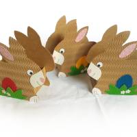 Hase mit Ei - Osternest, Osterkörbchen oder Frühlingsdeko, Osterkorb aus Wellpappe, Verpackung für Geschenke Bild 1