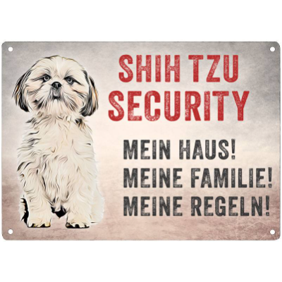 Hundeschild SHIH TZU SECURITY, wetterbeständiges Warnschild
